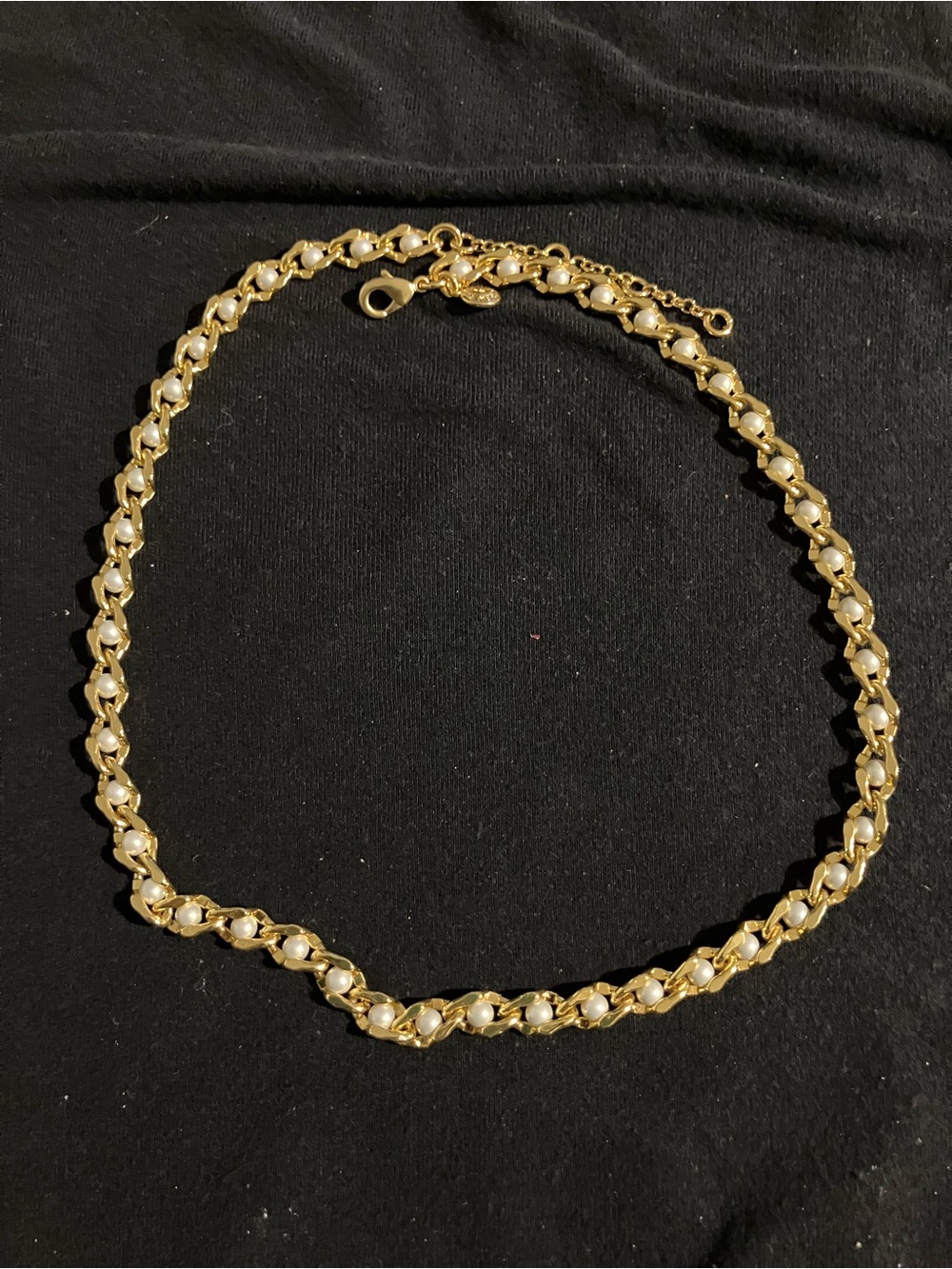 J. Crew Gold Chain Necklace with White Pearls